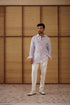 Soft blue floral printed linen shirt set